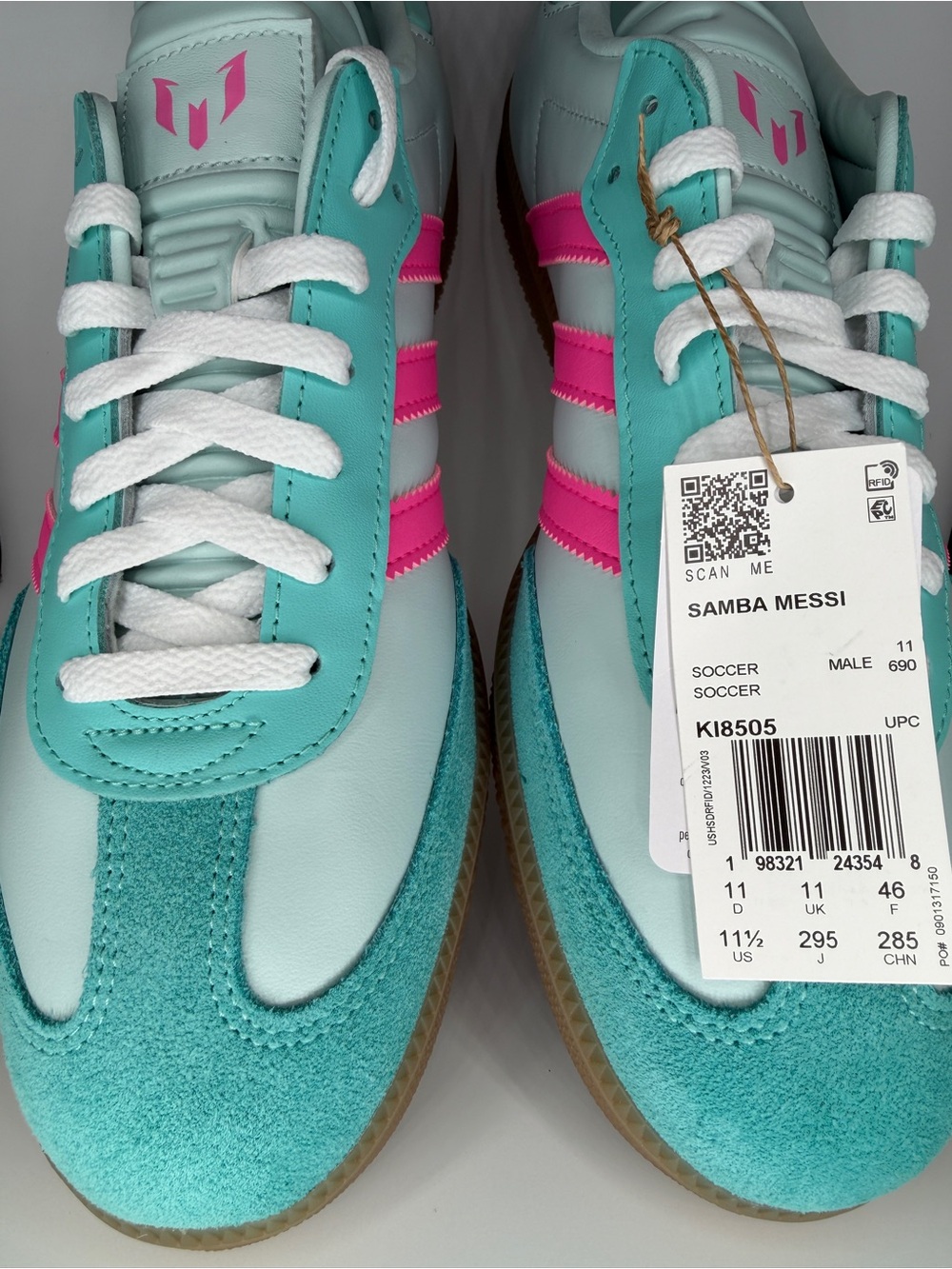 adidas Samba Messi Men’s Turquoise & Pink Casual Sneakers